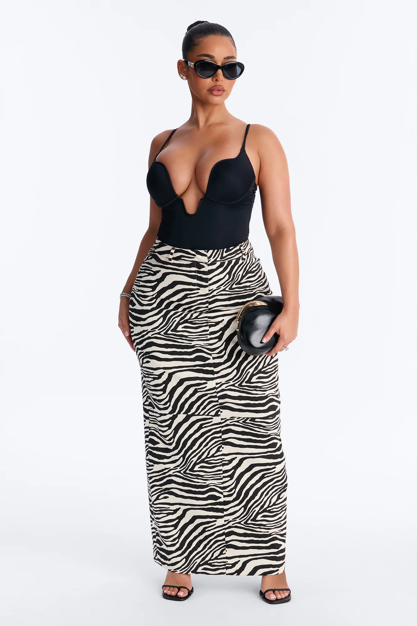 Zoey Zebra Maxi Skirt - Black/White