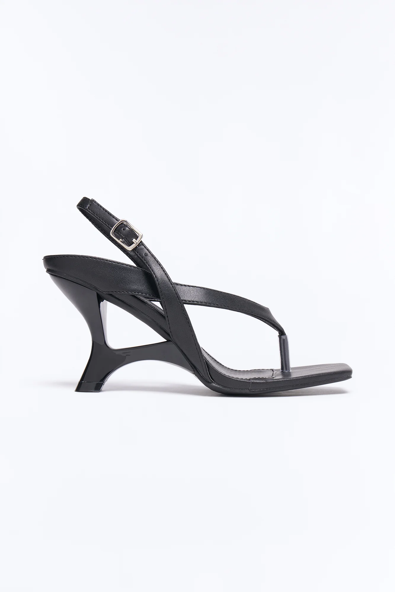 Zoya Thong Slingback Novelty Wedges - Black
