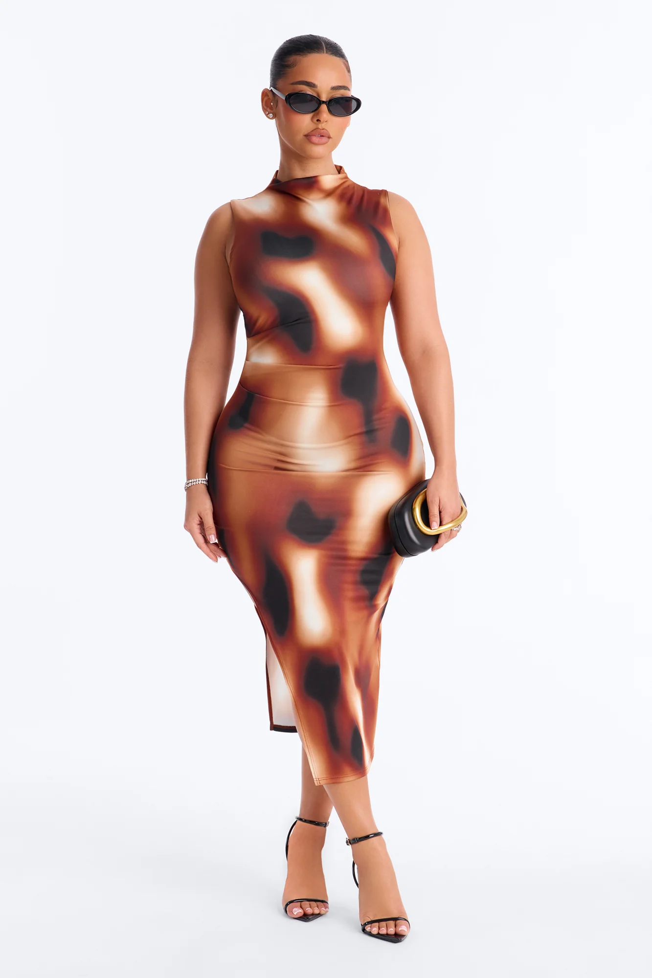 Zuri Tie Die Midi Dress - Brown/combo - Image 2